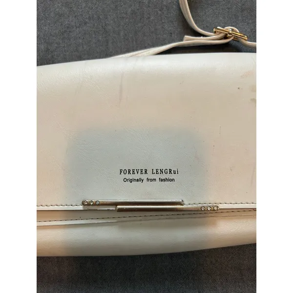 Forever LengRui Cream White Crossbody Wallet Bag Rhinestone Accents Organizer - Image 3