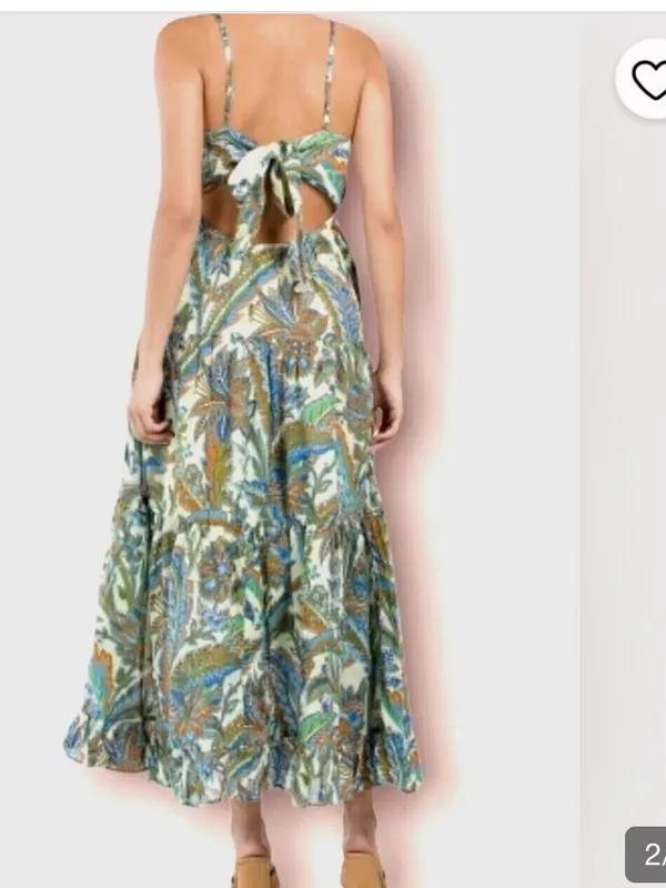 House of Harlow 1960 Green Blue Orange Paisley Lined Dress 100% cotton - Image 5