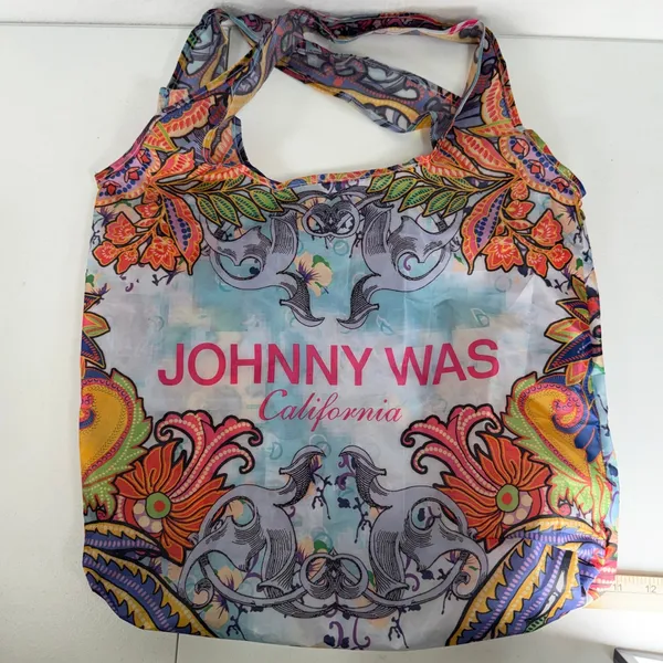 Johnny Was Tote Bag Multicolor Reusable Paisley Floral Elephant Foldable Boho - Image 3