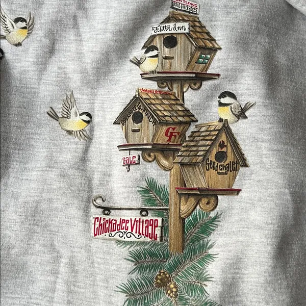 Vintage Morning Sun Chickadee Village Winter Christmas Grandmacore Sweater - Image 5