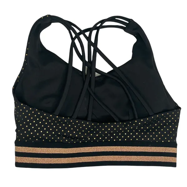 Allfenix Black and Gold Polka Dot Sports Racerback Bra Small - Image 7