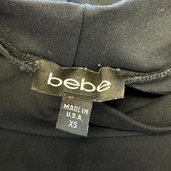 Bebe 2010s Black Peplum Mini Skirt XS Stretchy Bodycon Ruffle Made in USA - Image 5