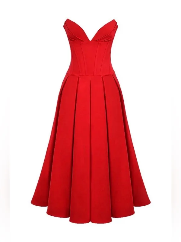 House Of Cb Lady Strapless Scarlet Midi Dress - Image 8