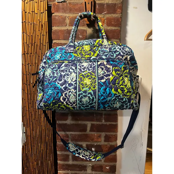 Vera Bradley Retired Katalina Blues Large Weekender Quilted Floral Duffel Bag - Image 2