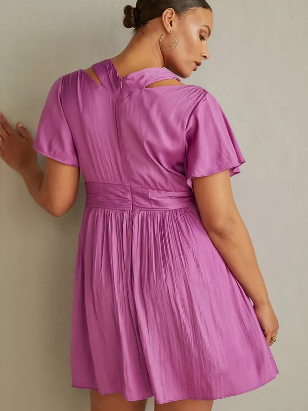 Anthropologie Deep V-Neck Vibrant Mini Dress in purple size 0 women’s - Image 3
