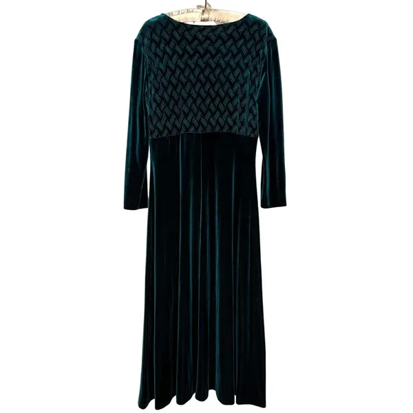 VTG Coldwater Creek Velvet Maxi Dress M Emerald Whimsigoth Renaissance Romantic - Image 6