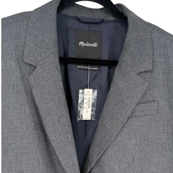 NWT Madewell Women's Sutter Crop Blazer Jacket Grey Italian Fabric NM509 Size XL - Image 8