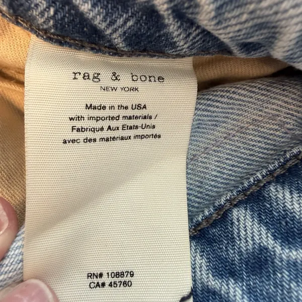 Rag Bone Alissa High Rise Barrel Leg Jeans Sz 26 Light Wash Raw Hem‎ Button Fly - Image 11
