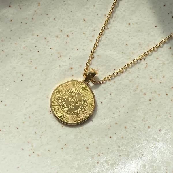 Handmade fully gold stainless steel celestial whimsical vintage moon necklace🌟 - Image 5