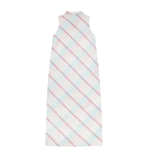 Petit Peony Kate Caftan Women's Plaid Collared Sleeveless Dress Multicolor Large - Image 2