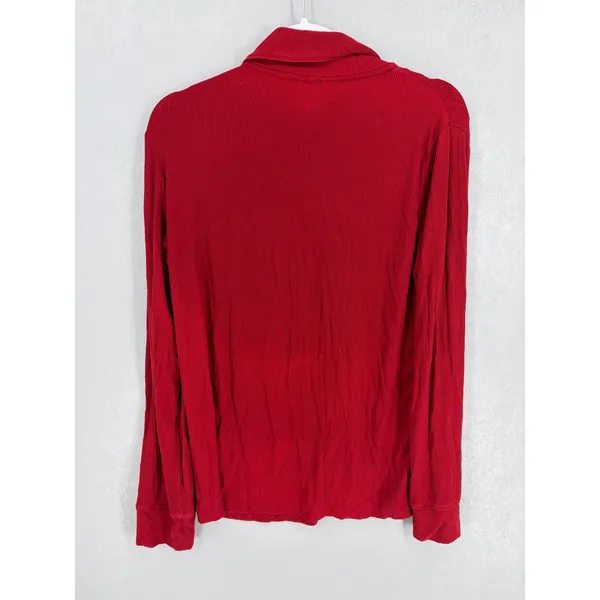 SKIMS Womens Pajama Top Red Soft Modal Ribbed Button Front Small - Image 3