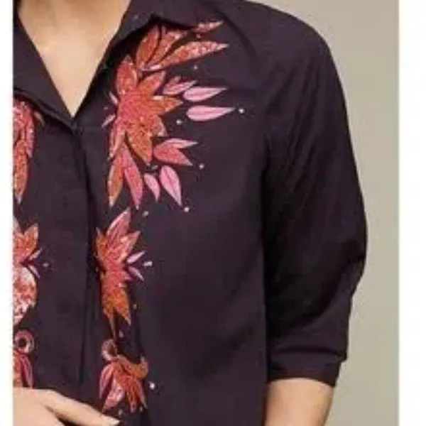 Maeve Anthropologie purple sequin cropped blouse 2 - Image 12
