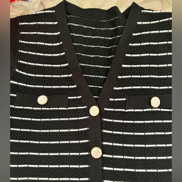 Commense Striped Metal Button Long Sweater Dress Medium Sold Out online - Image 8