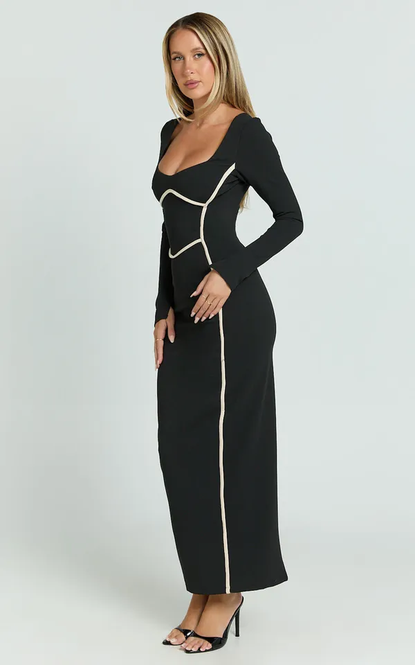 New Showpo ZAREENA Midi Dress Straight Neck Long Sleeve Slip Dress - Image 2