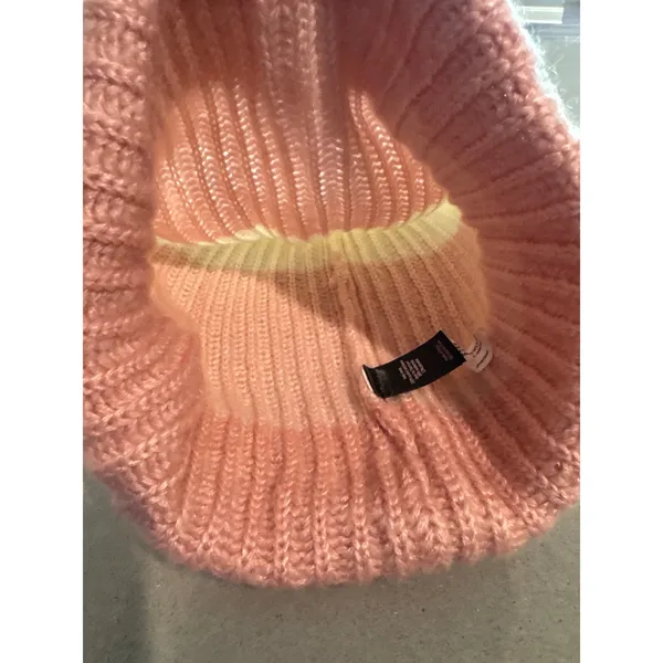 Victoria's Secret Pink White Knit Beanie‎ Hat Faux Fur Pom Pom Winter - Image 3