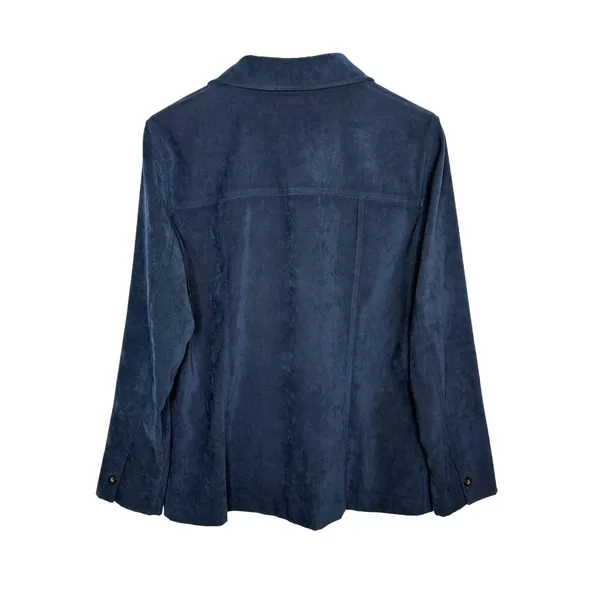 Vintage Norton‎ McNaughton Shirt Jacket Women 8 Blue Faux Suede Button Down - Image 3