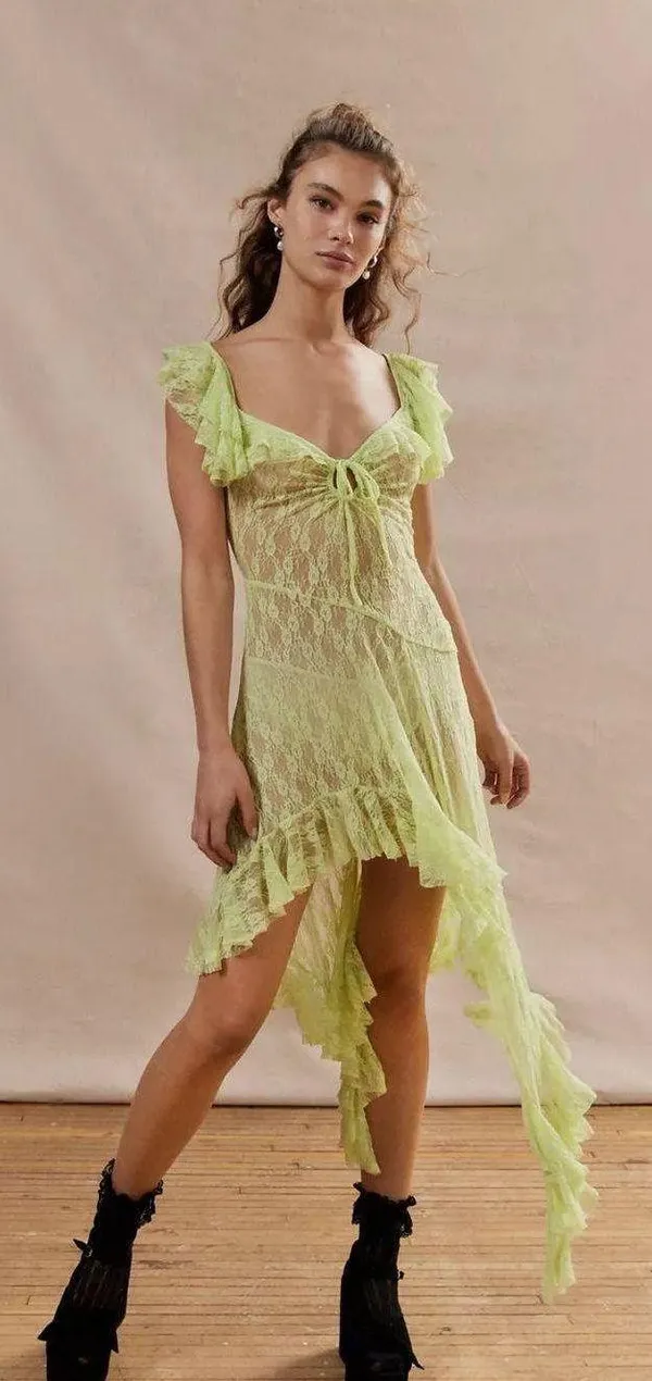 Urban Outfitters Kimchi Lime Chiara Sheer Lace Midi Dress - Image 2