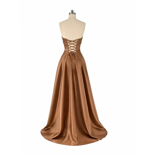 NWT Sherri Hill 52924 Mocha Satin Strapless Corset Prom Ball Gown Size 6 - Image 5
