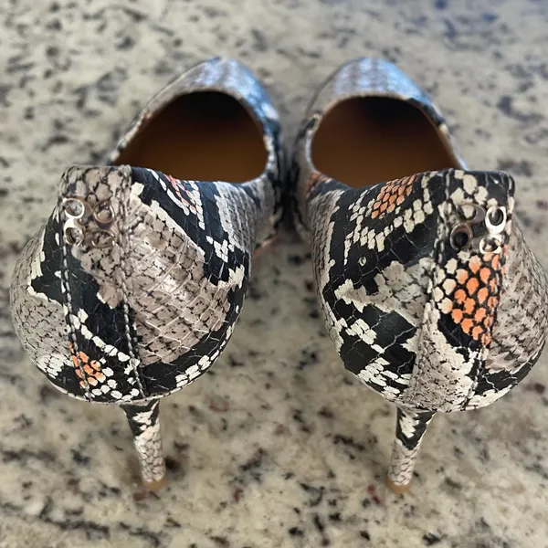 Coach Snakeskin Pumps Women 6.5 Gray Black Orange Exotic Leather Stiletto Heel - Image 7