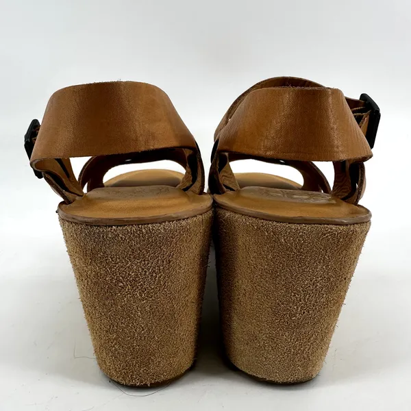 Kork Ease Ava Wedge Sandals Platform Ankle Natural Vachetta Leather Tan 9 - Image 5