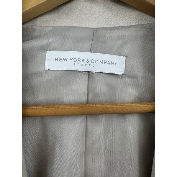New York & Company Stretch Beige Career Blazer Jacket Office Capsule Women 14 - Image 5