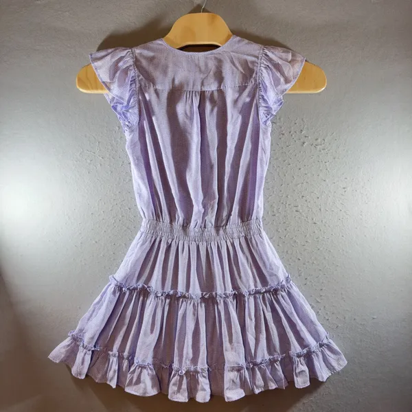23 | PINCH‎ Boho Ruffle Smocked Tiered Flutter Sleeve Mini Dress Purple Womens S - Image 2