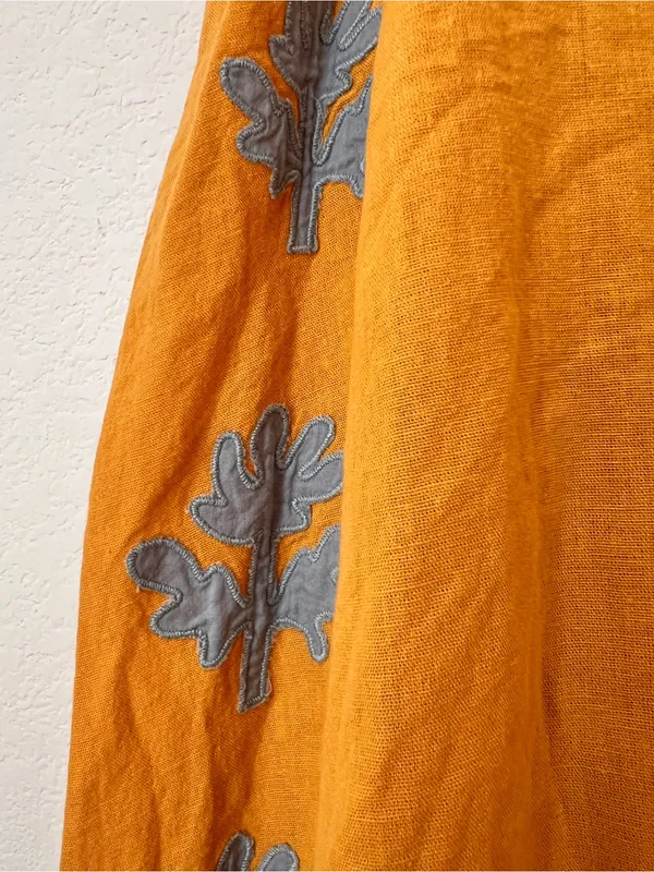 Zara Yellow Floral Applique Cotton Linen Sleeveless Dress Small Limited Edition - Image 7