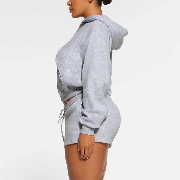 SKIMS COTTON FLEECE CLASSIC SHORT Heather Grey Medium - Image 4