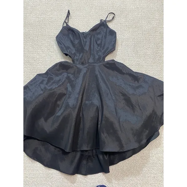 Windsor Black Satin Fit-and-Flare Spaghetti Strap Cutout Dress Size 5/6 - Image 12