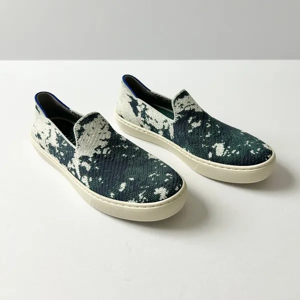 NEW Rothy's The Sneaker Sea Green Shibori Slip On Washable Shoes Size 6 - Image 2