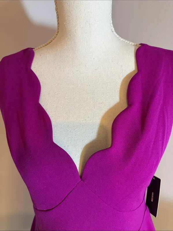 Lulu's Fuchsia Scallop V-Neck Mini Dress - Image 3