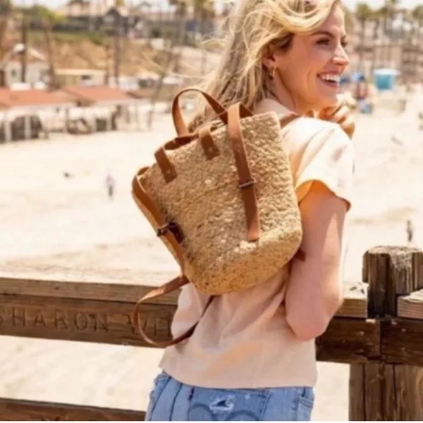 NWT XIX Palms Beachly The Shore Break Jute Insulated Picnic Cooler Backpack NEW - Image 2