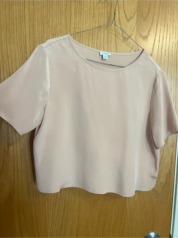 Cuyana cropped pink silk top size small - Image 3