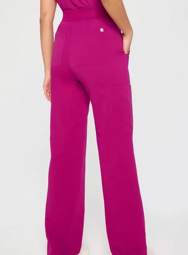 Fabletics Pink XS High-Waisted Wide-Leg Scrub Pants - Image 2