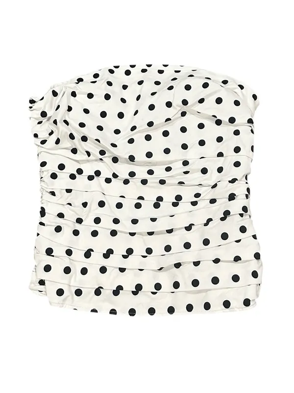 Reformation Polkadot Orion Ruched Strapless White Black Corset Top Size 6 - Image 2