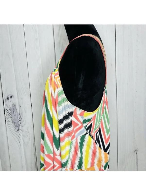 BCBG MAXAZRIA Women's Stretch Summer Abstract Sleeveless Dress Sz L V-Neck - Image 5