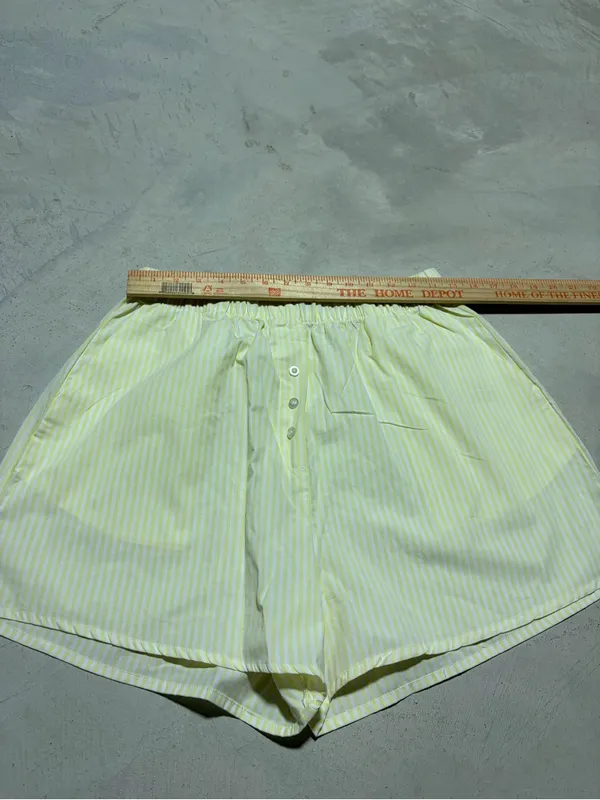Daily drills Light Yellow Striped Women's cotton boxer Shorts M/L - Image 3
