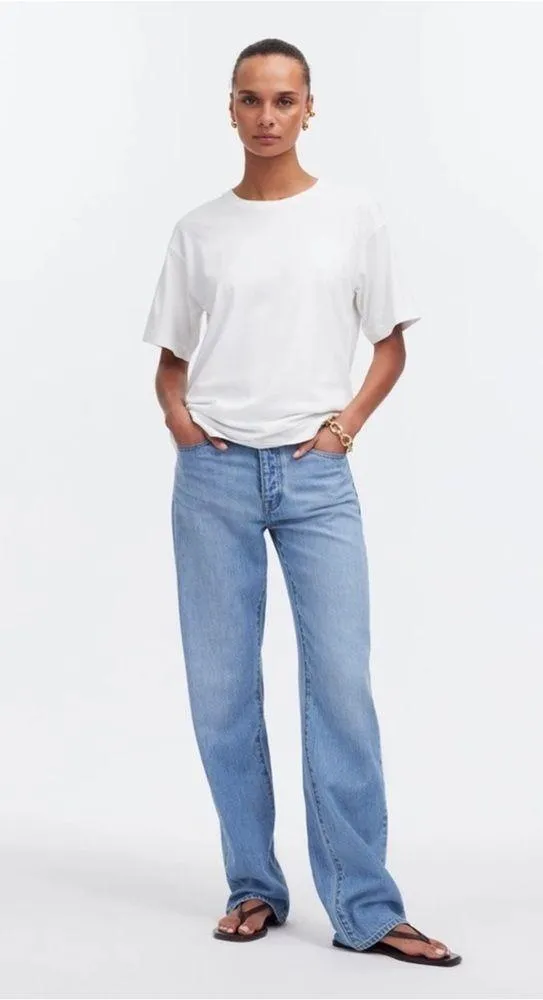 NWT Madewell Women's Cotton Relaxed Oversized Tee White Sz M small hole - Image 2