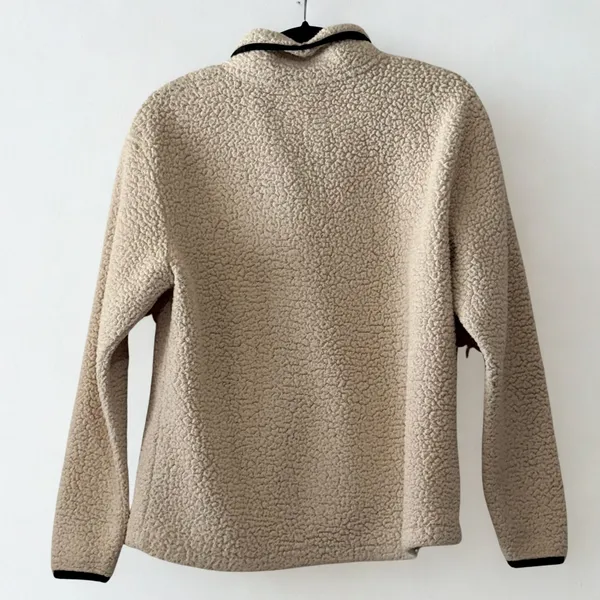 PINK Victoria's Secret Sherpa Fleece Quarter Zip Pullover Cream Tan Small - Image 2