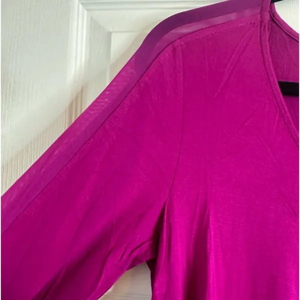 Women's Fuchsia Shirt with Sheer Panels, Size Medium - Image 6