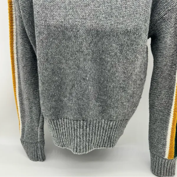 Madewell Unisex Gray and Yellow Crew Neck Sweater with Retro Stripes-Size S - Image 8