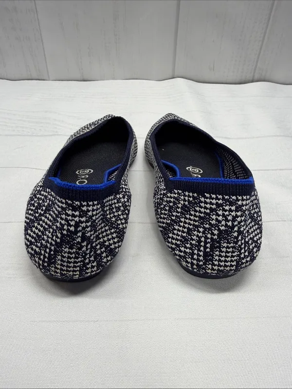 Rothy's Navy and White Houndstooth The Point Knit Ballet Flats - Image 8
