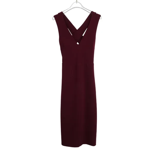 Lulus Darren Burgundy Strappy Bodycon Midi Dress Wine Red Maroon V-Neck Medium - Image 5