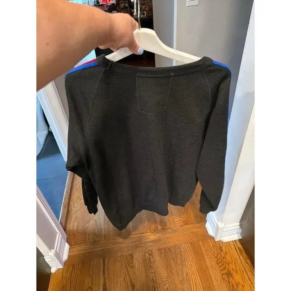 Aviator Nation Black Velvet Striped Crew Sweatshirt women's xxl - Image 4