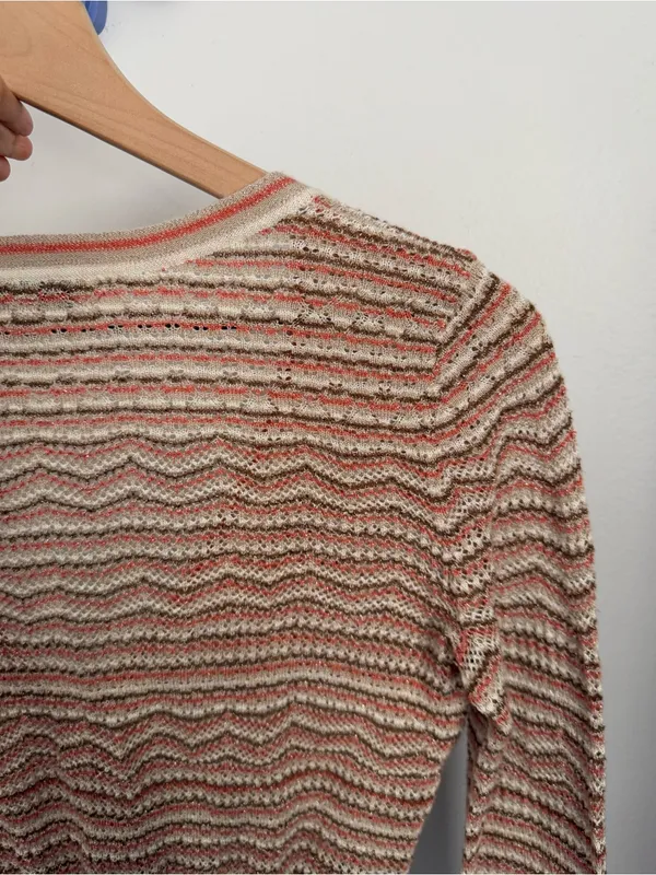 Intermix XS Minnie Chevron Knit Crop Cardigan Orange Metallic - Image 5