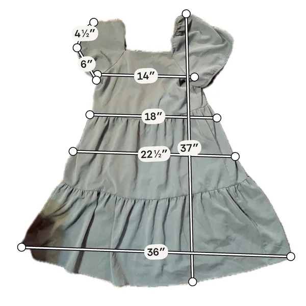 Arshiner Tiered Midi Dress Women NA Sage Green Excellent Puff Sleeve Cotton - Image 7