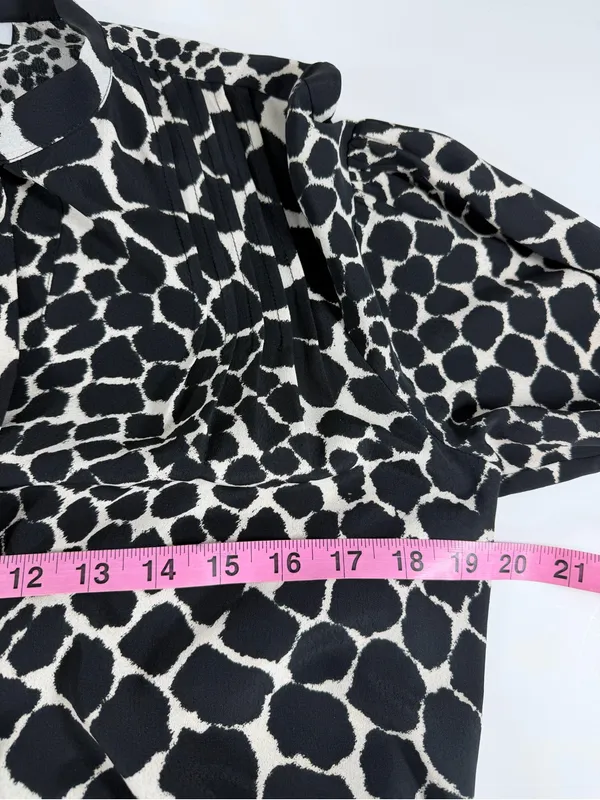 Topshop Safari Animal Leopard‎ Print Tie Waist Shirt Dress Puff Sleeve Womens 6 - Image 4