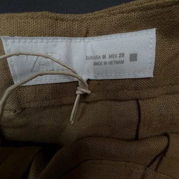 Zara Linen Blend High Rise Olive Green Shorts Medium Nwt - Image 2