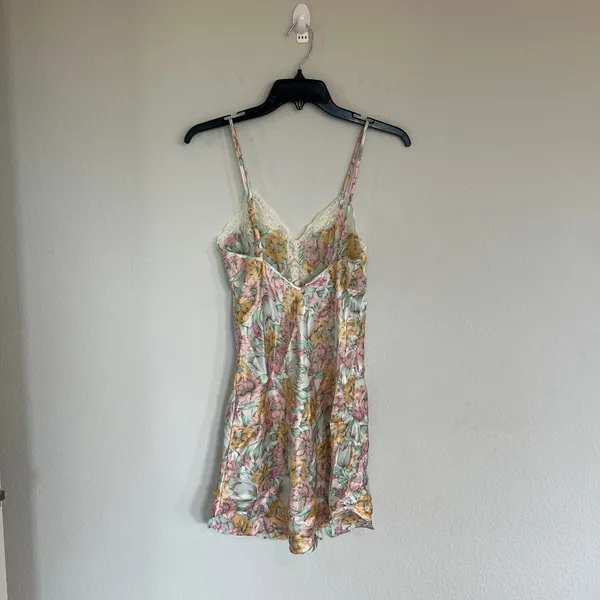 Victoria Secret Vintage Gold Label Floral Satin Mini Slip Dress Size Small - Image 4