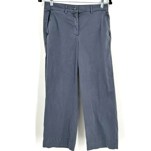 Elizabeth and James Chino Trousers Womens 4 Blue Grey Cropped Wide Leg Minimal - Image 2